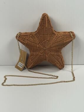 NWT Tommy Bahama Woven Star Shaped Shoulder Crossbody Bag Gold Chain Strap